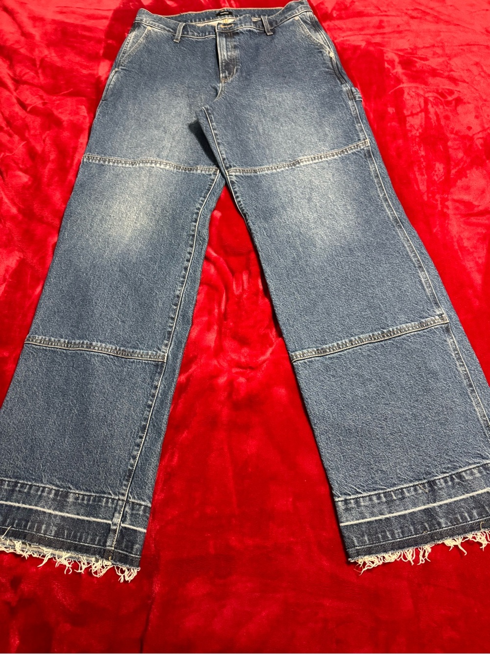 Title: Express High Rise Paneled Wide Leg Raw Hem Jeans Size 12L